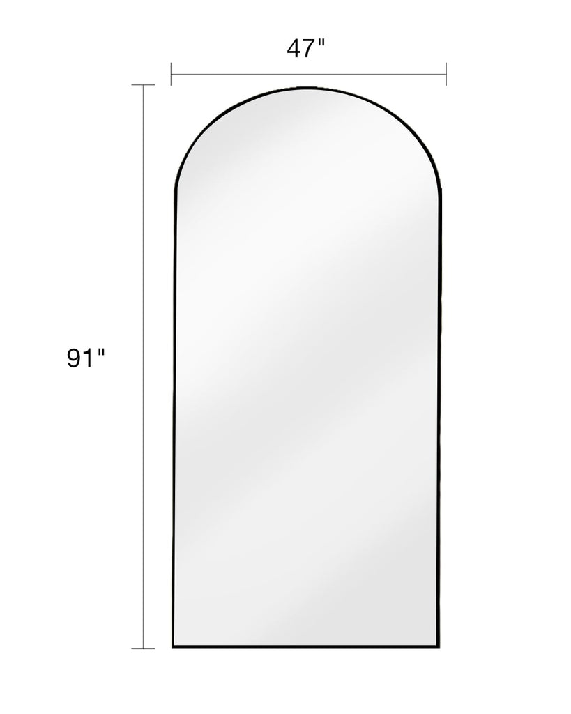 Full Length Mirror with Stand, 47"x91" Floor Mirror Freestanding, Arched Mirror, Oversize (Black)