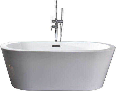 Lure 59 in. Freestanding Acrylic Flatbottom Soaking Bathtub in White