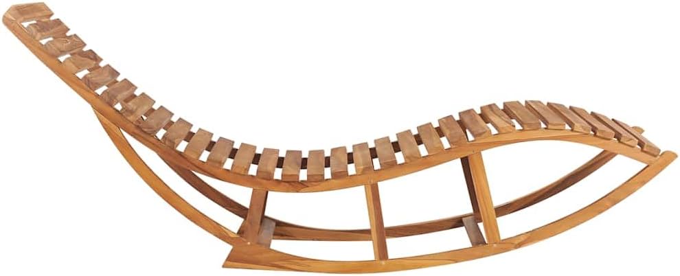Durable Solid Teak Wood Sun Lounger, Rectangular Outdoor Tanning Chair Garden, Comfortable Chaise Lounge Chair