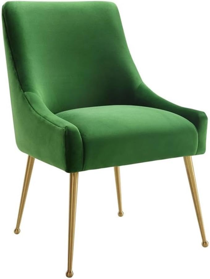 The Beatrix Collection Modern Style Living Room Velvet Upholstered Side Chair, Green