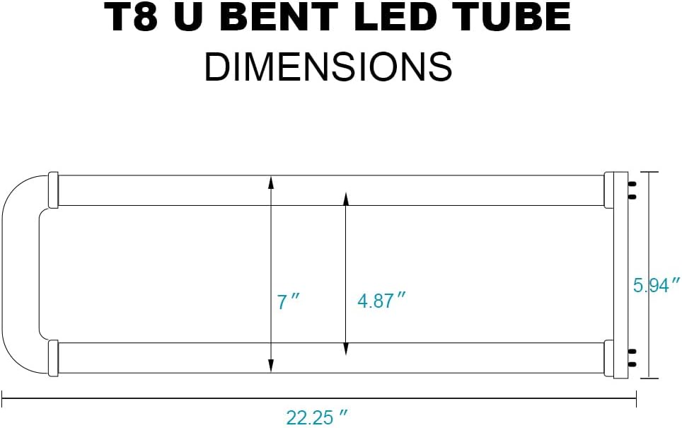 U Bend T8 LED Tube, 5000K Daylight, 10 Pack, ETL Listed