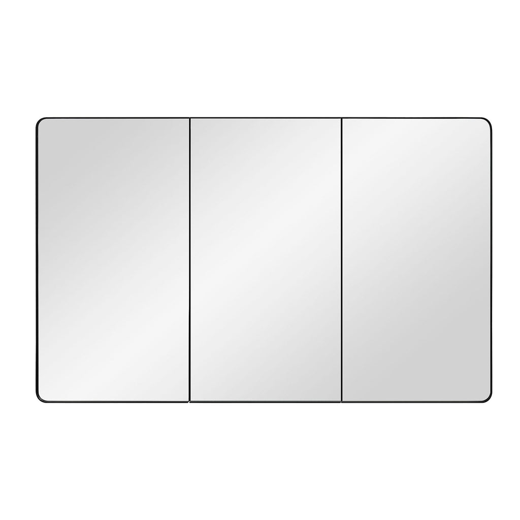 Bathroom Mirror Medicine Cabinet with Round Corner Framed Door 48 x 30 inch, Black, Recessed or Surface Mount, with