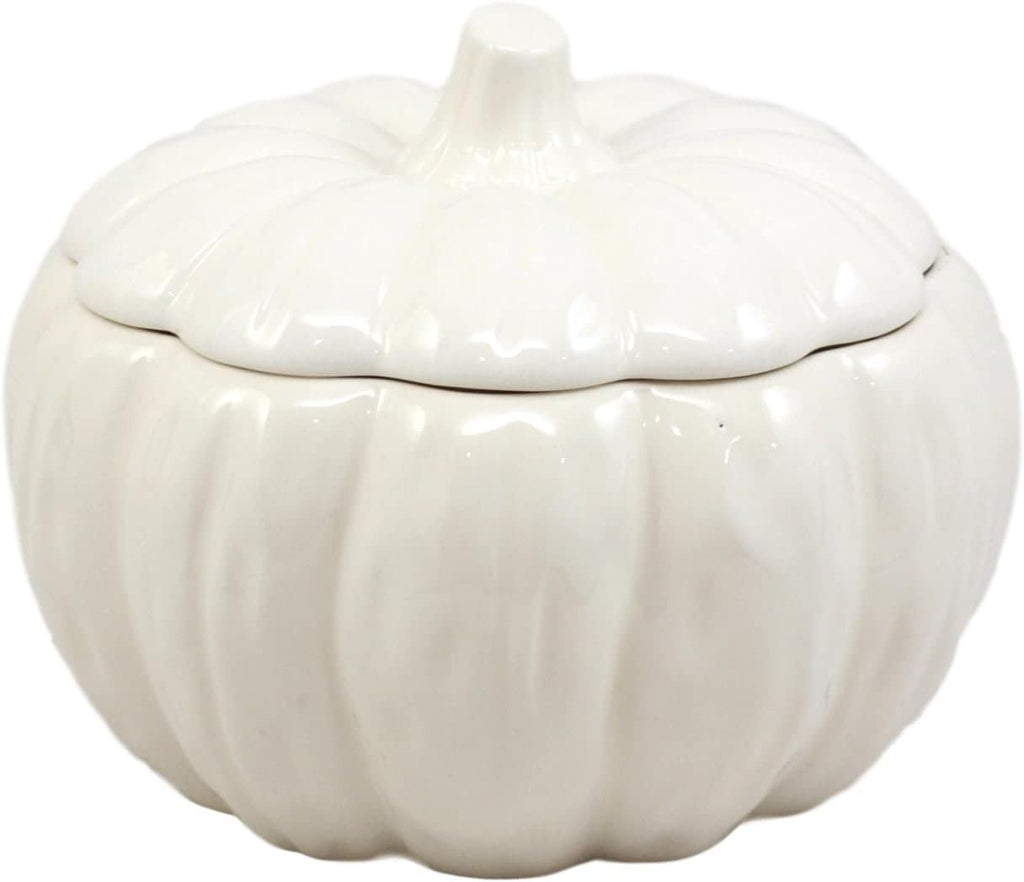 Ceramic Stoneware White Harvest Pumpkin Bowl With Lid 6" Diameter (8)