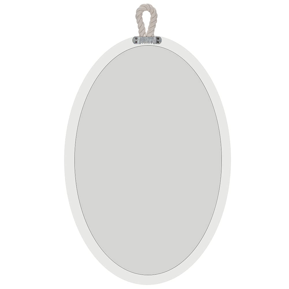 Oval Mirrors for Wall Decor Small White Nautical Rope Mirror Hanging Decorative Beach Coastal Mirror, 24''Lx16''W, Oval
