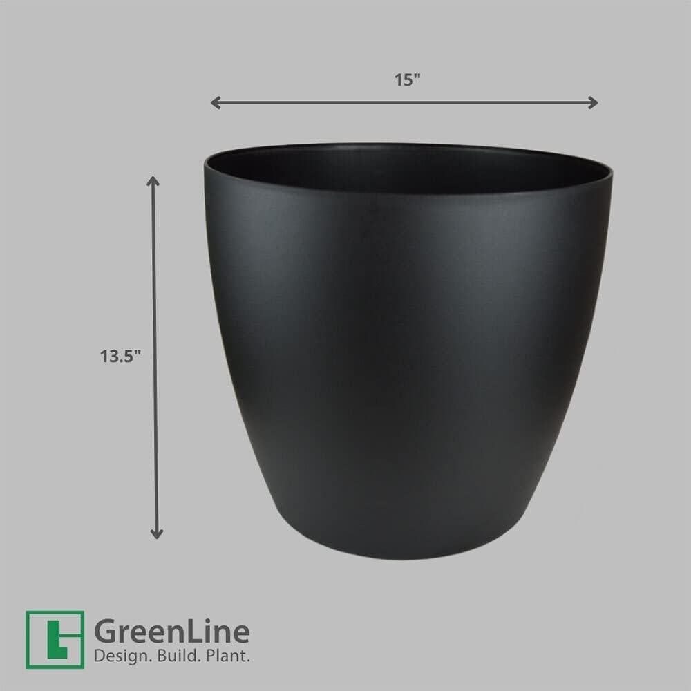 Memphis 15" Round Indoor Floor Planter Pot - Lightweight & Durable Plastic, Modern Design, Made in USA, Recyclable