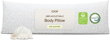 Cool+ Adjustable Cooling Body Pillow, 18x52, Cooling Gel Memory Foam & Microfiber, Side Sleeper & Pregnancy Pillow