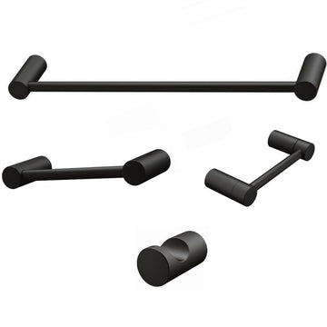 Modern 4-Piece Bathroom Hardware Set - Matte Black