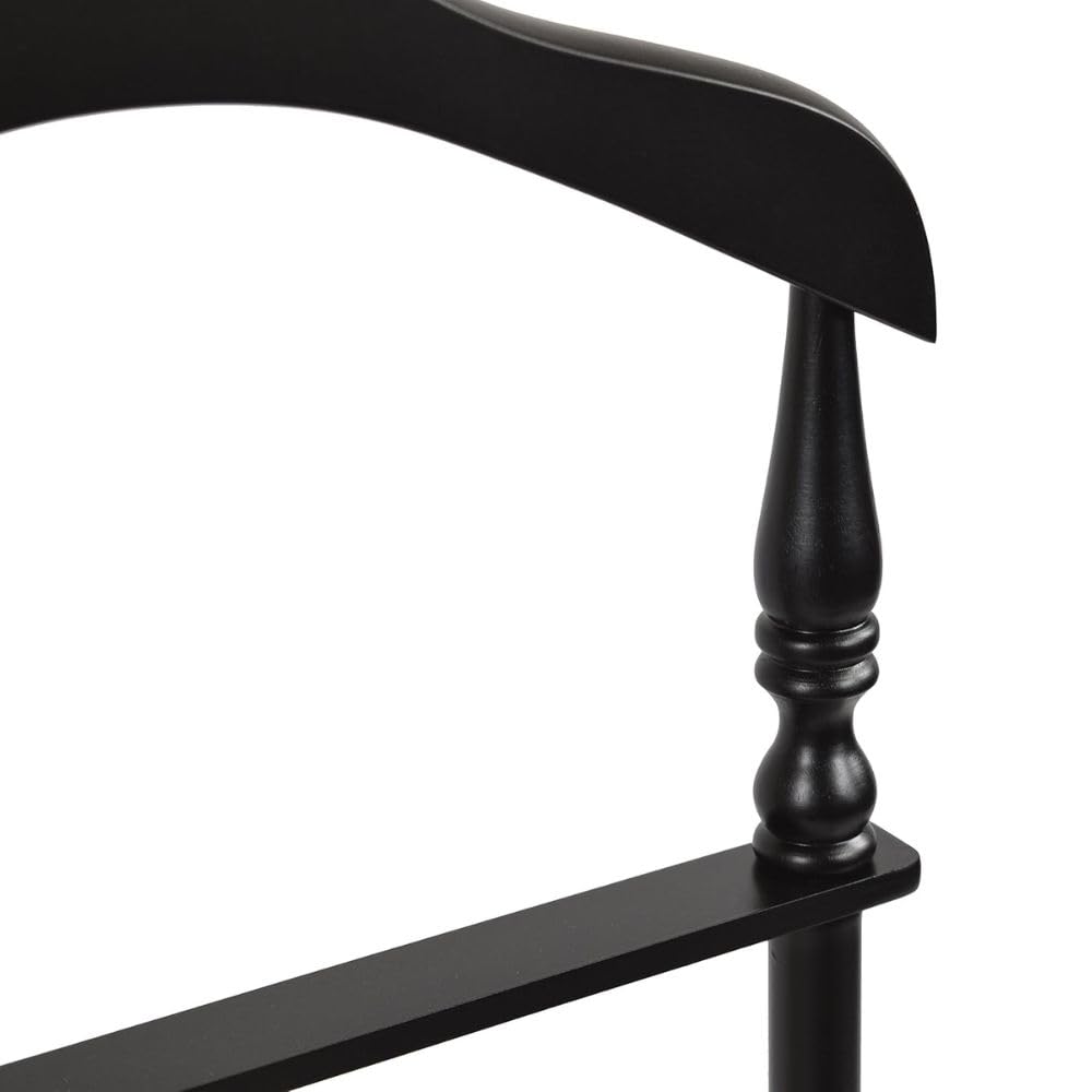 Black Wooden Twin Valet Stand with Hanger Trouser Bar Tie Holder Storage Tray Clothes Organizer Office Closet Space