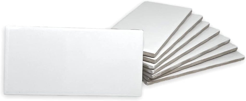 White 3x6 Matte Ceramic Subway Wall Tile - Italian Design Backsplash, Shower, Bathroom & Accent Walls (Box of 80