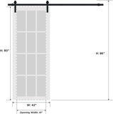 Quadro 4002 | Interior Single Sliding barn Door with Frosted Glass, MDF, 42x80, Black, Modern Style 