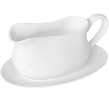 17oz Gravy Boat with Saucer Stand, Set of 1, Ceramic Sauce Boat with