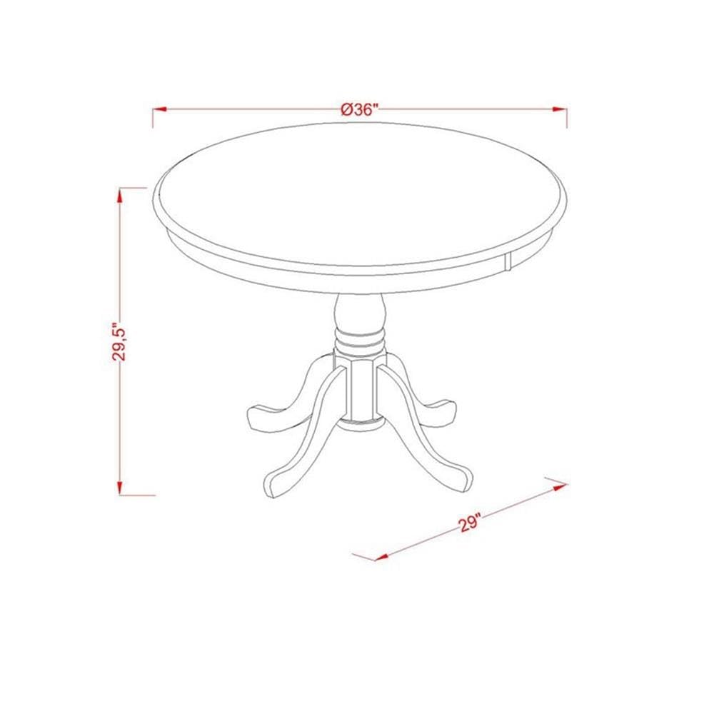 West Furniture ANT-AWA-TP Antique Modern Kitchen Table - a Round Dining Table Top with Pedestal Base, 36x36 Inch