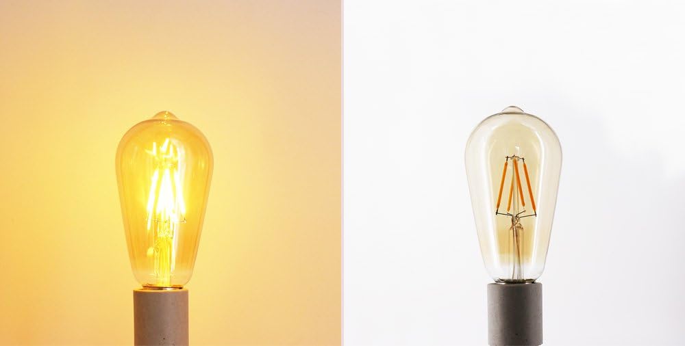 LED Vintage Antique Edison Bulb ST64, Amber Gilded Glass, 4W LED Filament Bulb, E26 Base, Clear Warm White 2700K, 40W