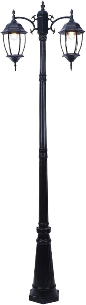 87" Double-Head Outdoor Lamp Post Light, Black Aluminum Lantern Street Light for Driveway, Garden & Patio
