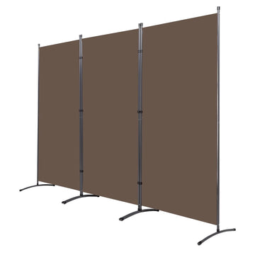 3 Panel Folding Room Divider, 102" Wx71.3 H Portable Privacy Screen, Brown