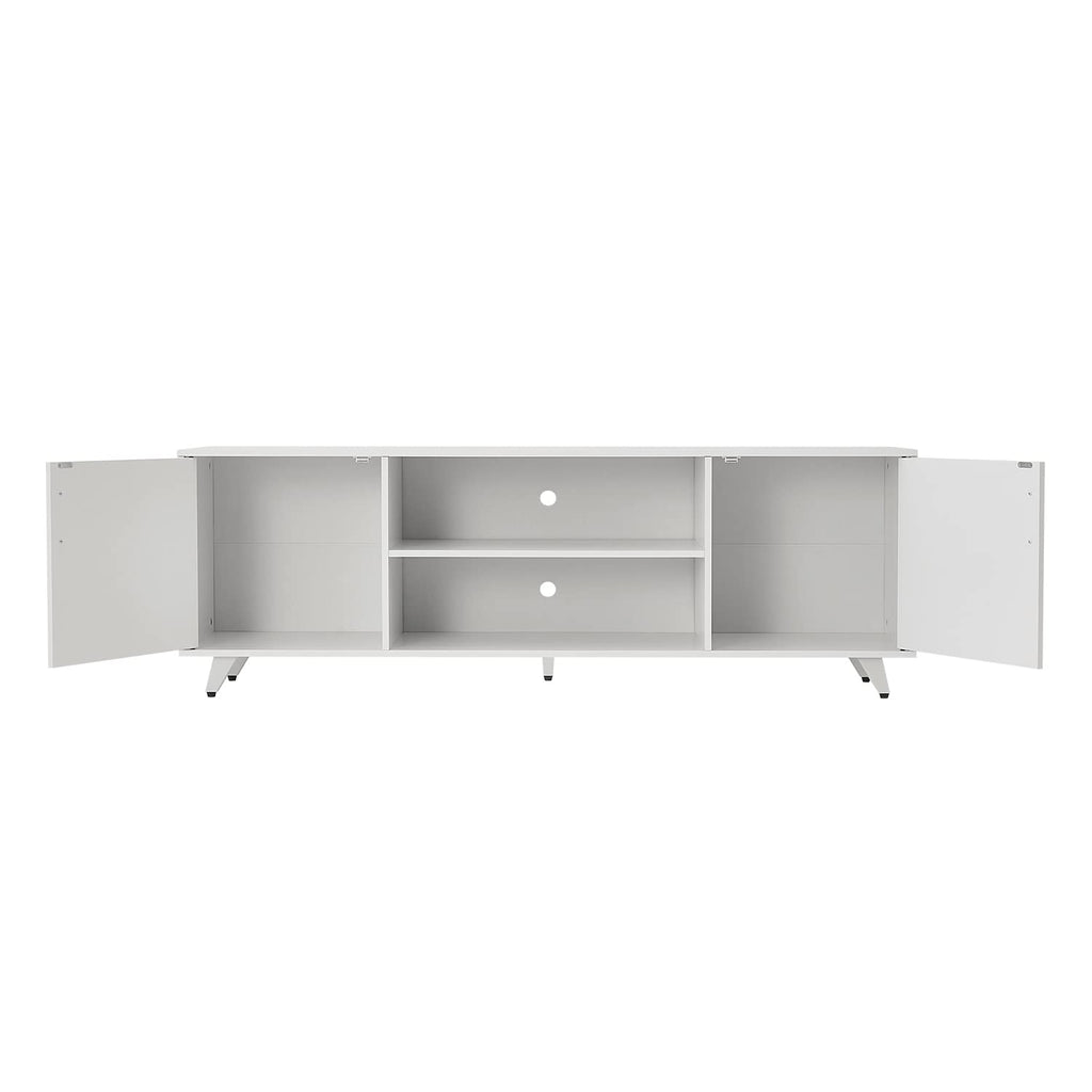 Modern TV Stand, Entertainment Center Television Stands Console with 2 Doors & Shelves Media Console (White, 63" x