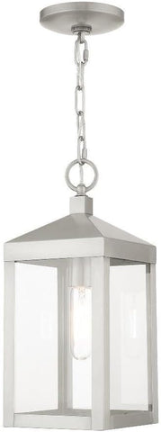 1 Light Brushed Nickel Outdoor Pendant Lantern