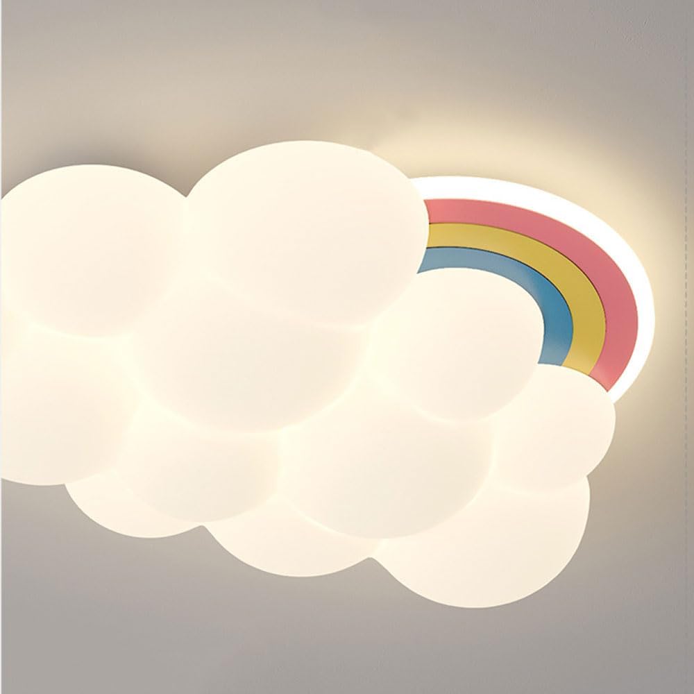 Modern White Cloud Kids Room LED Ceiling Light Fixtures Nordic Rainbow Flush Mount Ceiling Lamp Bedroom Ceiling