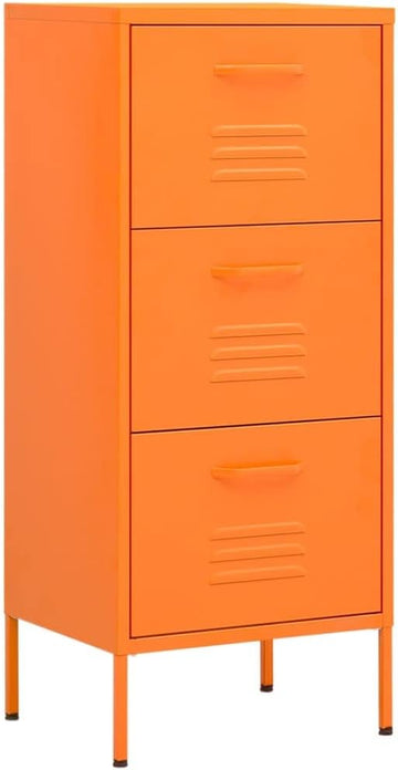 3-Drawer Metal Storage Cabinet, Modern Orange Accent Chest with Smooth Ball-Bearing Slides, Sturdy Steel Organizer