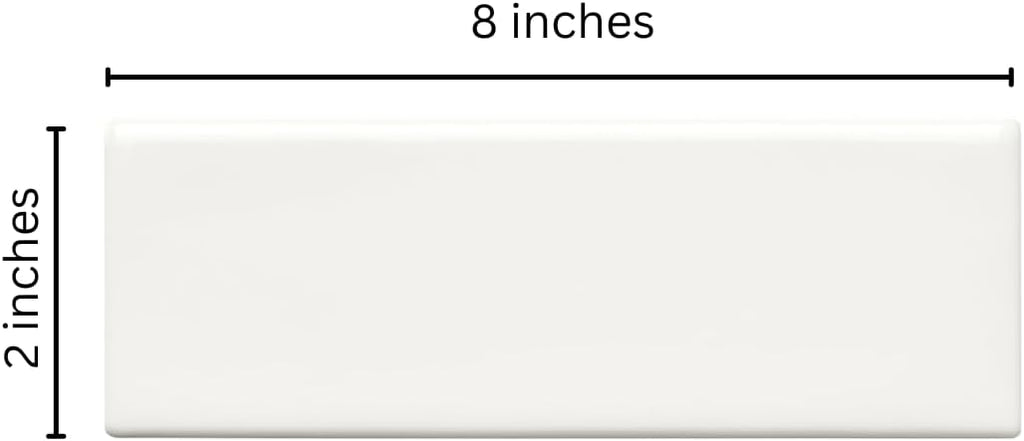 2x8 Cotton White Glossy Ceramic Subway Wall Tile - 120 Pieces Box Backsplash, Bathroom Walls, Accent Decor (Not Peel