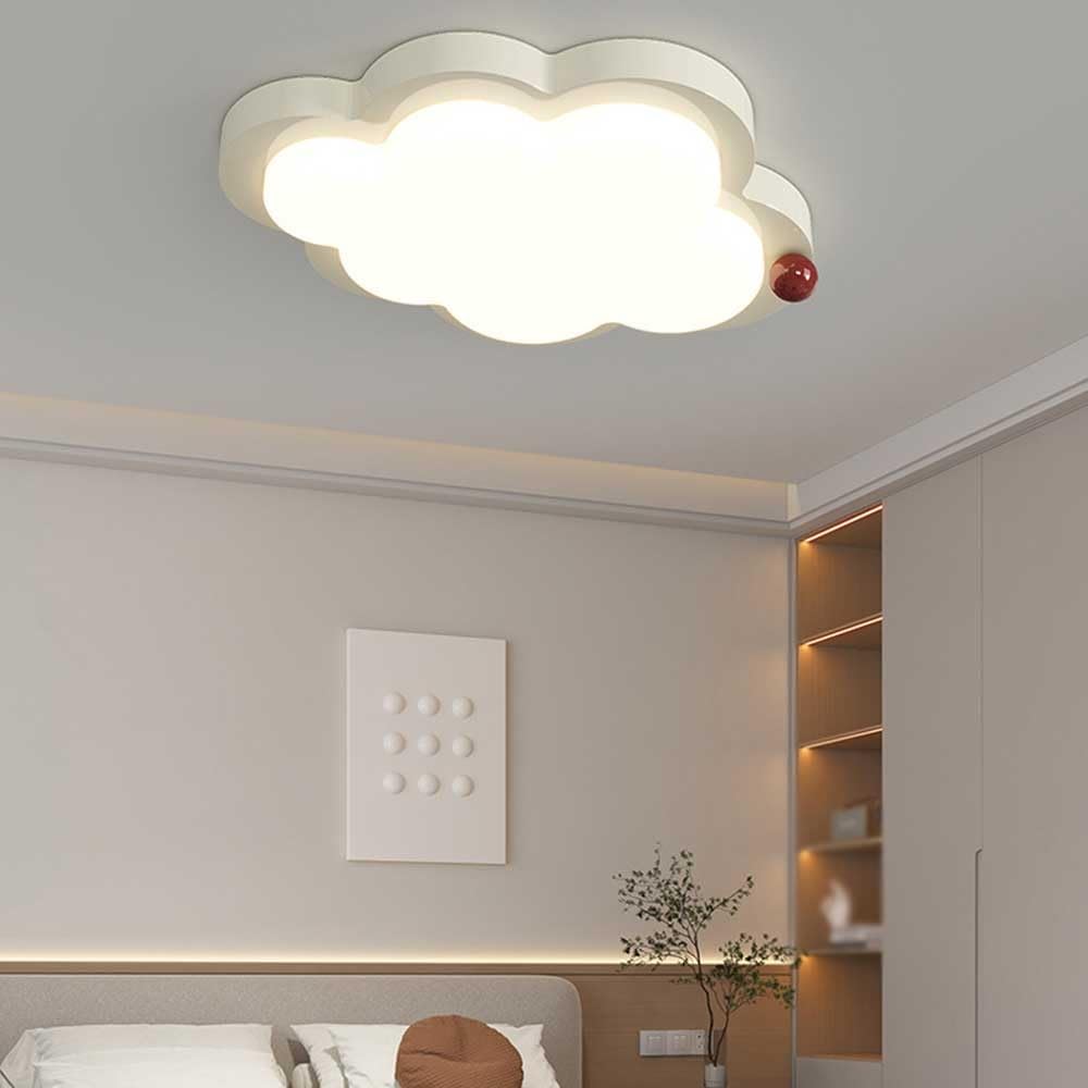 Nordic Style Modern Cloud Shape LED Ceiling Light Creamy White Flush Mount Lamp Acrylic Fixture Toddler Playroom