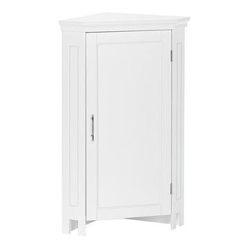 Somerset Bathroom Corner Floor Linen Storage Cabinet, White
