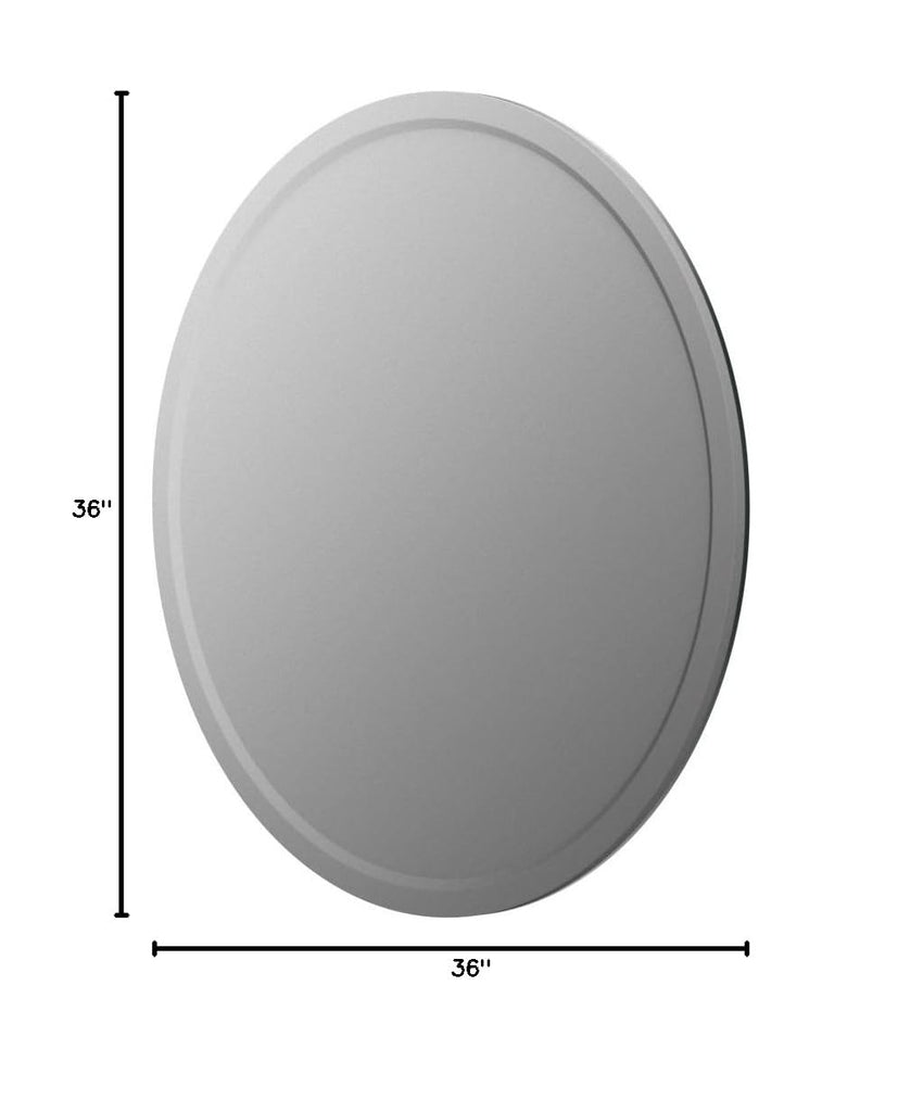 Round Frameless Wall Mirror, 36 Inch, HD Float Glass, Beveled Edge