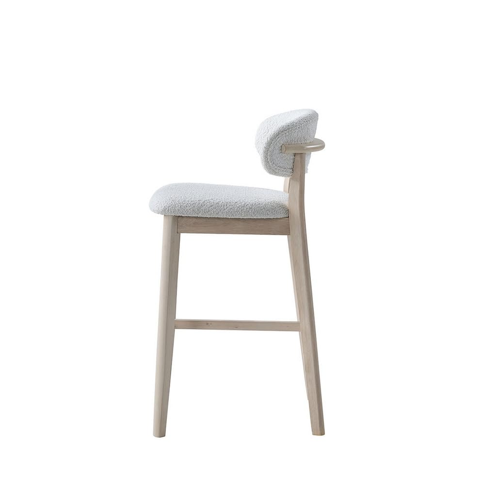 30" Bar Stools Set of 2, Upholstered Bar Height Stool, White Wash Color
