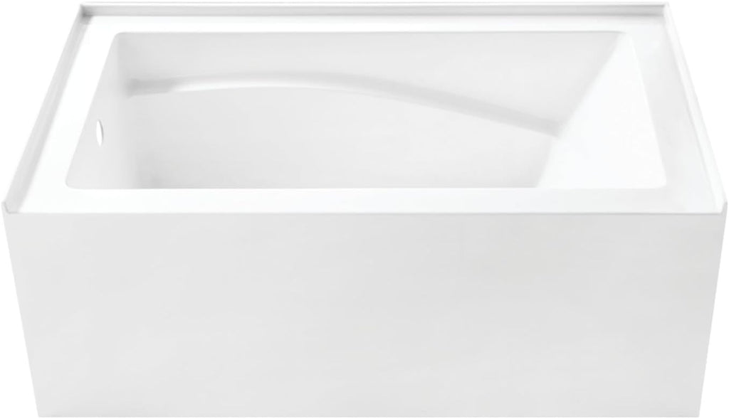 VTAM5432L22D 54-Inch Anti-Skid Acrylic 3-Wall Alcove Tub with Left Hand Drain, Glossy White