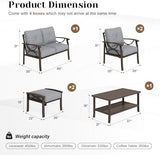 6-Piece Metal Outdoor Patio Furniture Set | Grey for Backyard, Garden & Porch