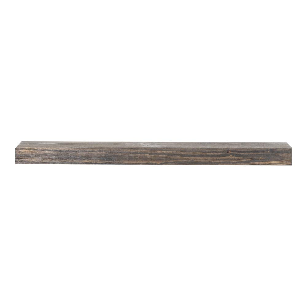 Vail Fireplace Mantel Shelf - 72 Inch Wide x 4 Inch Tall - Driftwood Finish, Rustic, Distressed, Wall Mounted Shelf