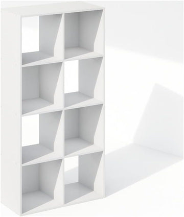 PELLI Book Shelf, 8-Cube Bookshelf, Horizontal Cube Storage Organizer Bookcase, 11.7 x 23.7 x 47, White