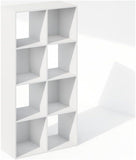 PELLI Book Shelf, 8-Cube Bookshelf, Horizontal Cube Storage Organizer Bookcase, 11.7 x 23.7 x 47, White