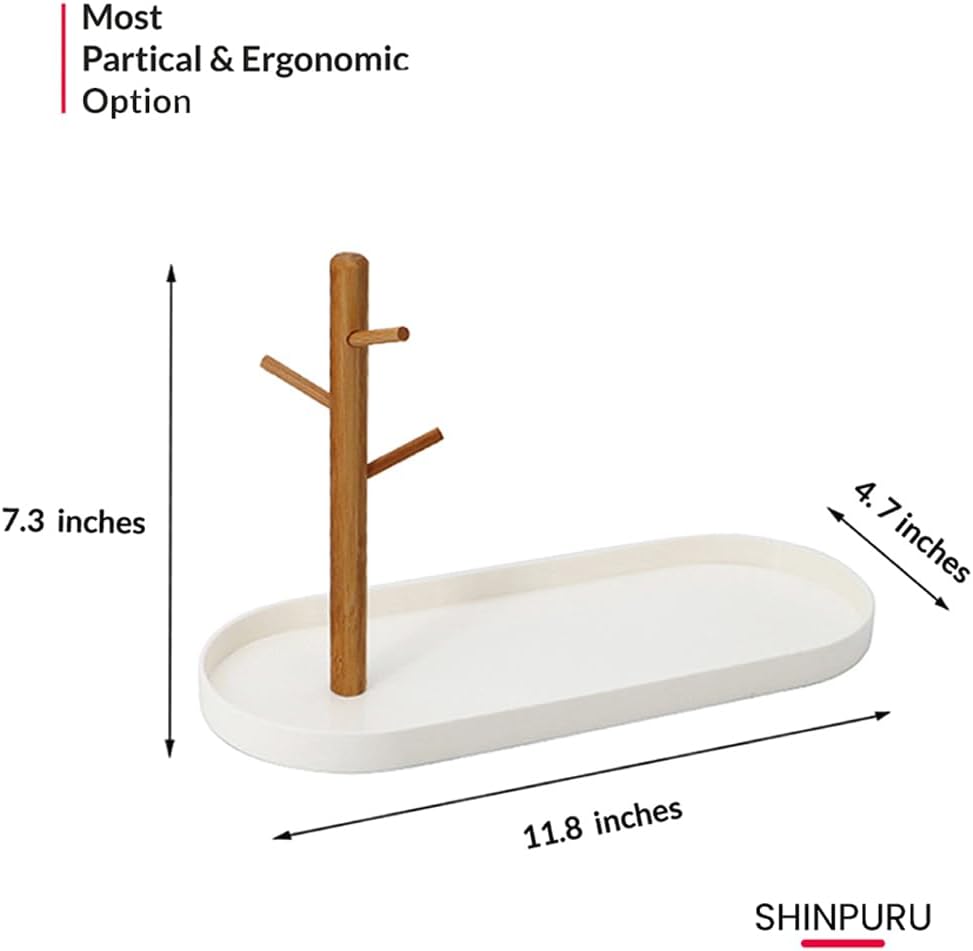 Key Tray & Key Bowl, Jewelry Tray with Wood 3-Tier Hanging Organizer - Multi-Functional Entryway Tray