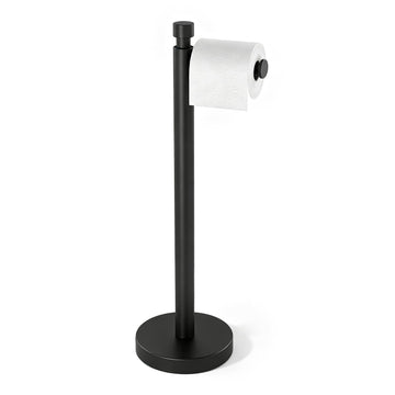 Toilet Paper Holder Stand with Weighted Base, Matte Black