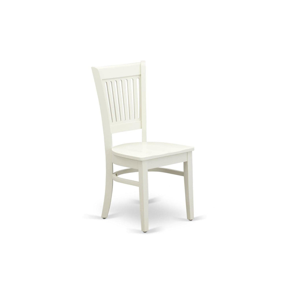 West Furniture VAC-LWH-W Vancouver - Slat Back Wood Seat Kitchen Chairs, Set of 2, Linen White
