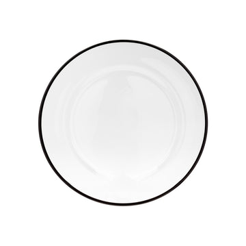 Glass Charger, 13 Inch Clear Glass Dinner Plate Charger with Black Rim, Set of 4 Elegant Place Setting Chargers