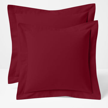 2 Pack Euro Pillow Shams 24x24 - 600 Thread Count 100% Organic Cotton Burgundy Square Pillow Covers with 2 Inch