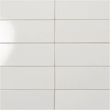 4x12 Glossy White Ceramic Subway Wall Tile - Box Covers 10 Sqft, Ideal Backsplash, Bathroom Shower Walls, Accent