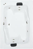 72 in. x 54 in. Acrylic Rectangular Drop-In Whirlpool Bathtub with Center Drain in White