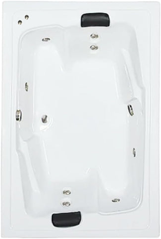 72 in. x 54 in. Acrylic Rectangular Drop-In Whirlpool Bathtub with Center Drain in White