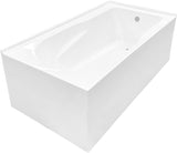 VTAM6032R21TS 60-Inch Acrylic 2-Wall Corner Alcove Tub with Right Hand Drain, White