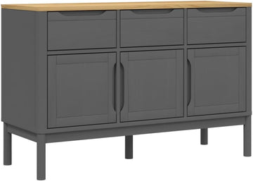 Gray Pine Wood Sideboard 44.9" Buffet Storage Cabinet | Modern gray wood accent chest with spacious top and wooden