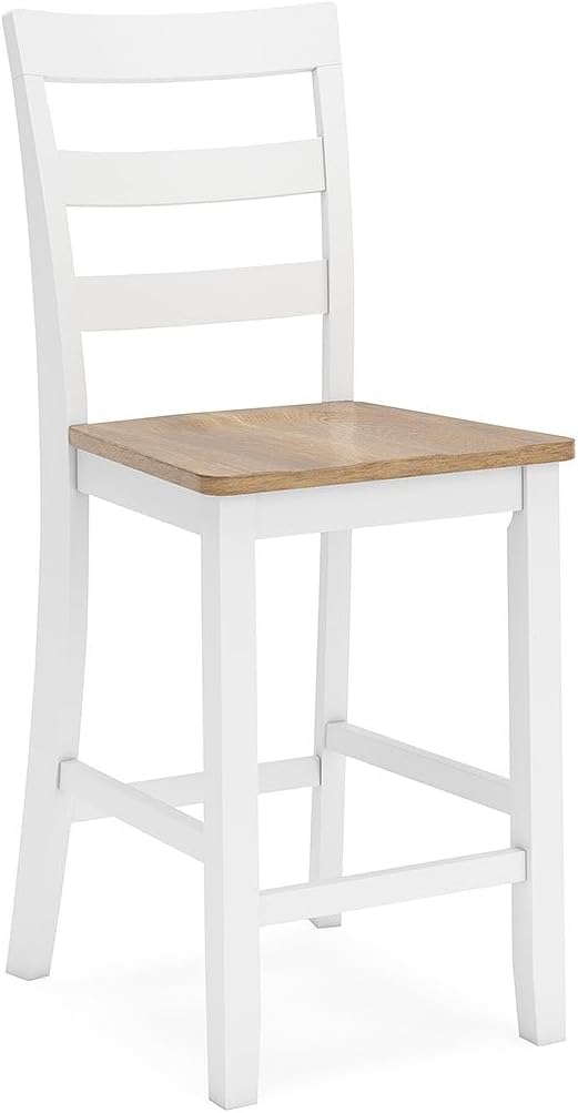 Gesthaven Solid Wood Frame Counter Height Barstool, Set of 2, White/Natural