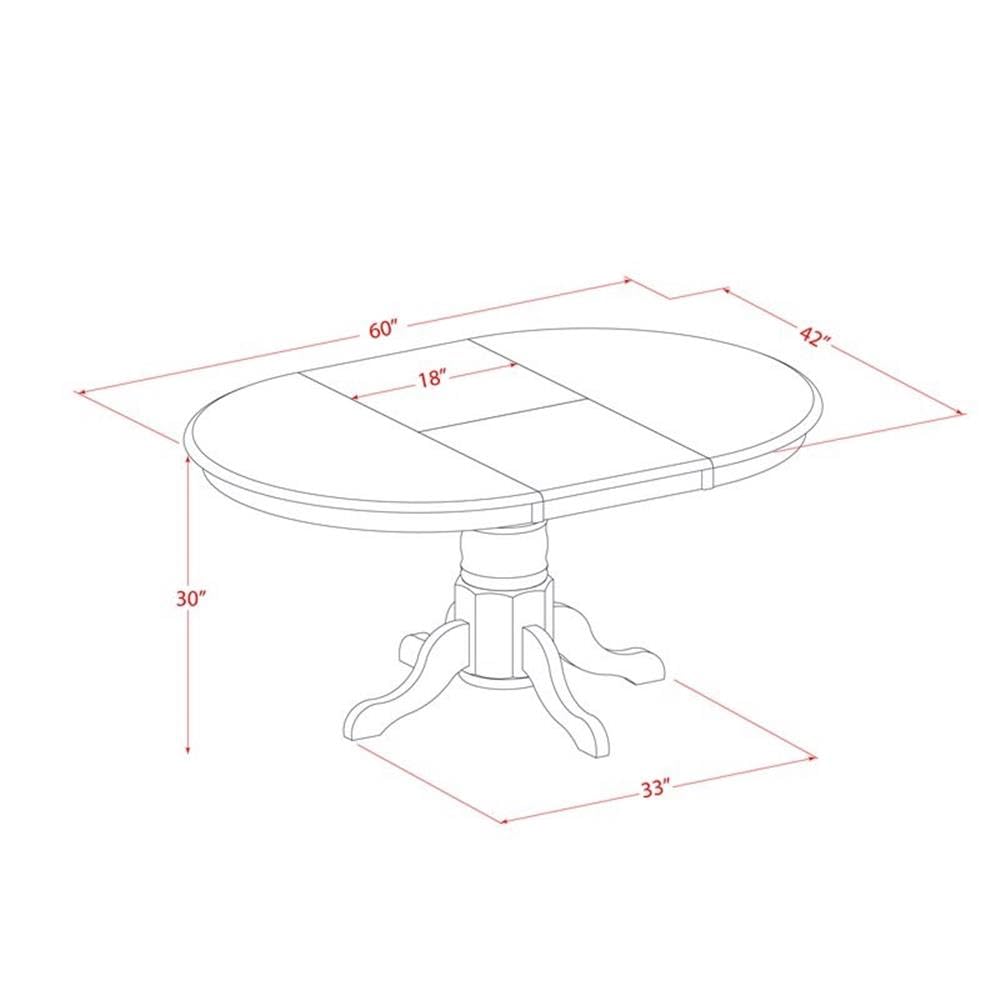 West Furniture KET-BLK-TP Kenley Modern Kitchen Table - an Oval Dining Table Top with Butterfly Leaf & Pedestal Base