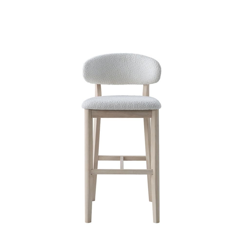 30" Bar Stools Set of 2, Upholstered Bar Height Stool, White Wash Color