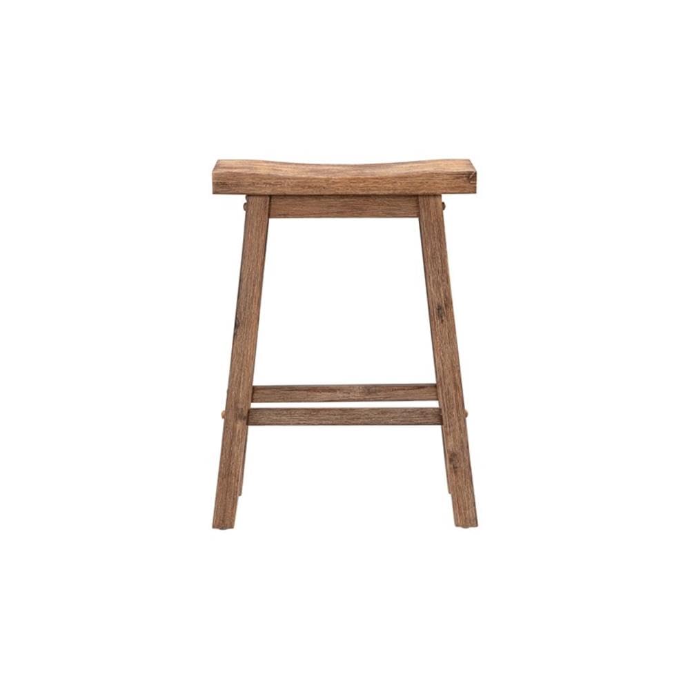 Inspired Bertoia Style Sonoma Counter Height Backless Saddle Stool, Barnwood Wire-Brush Finish, Set of 2