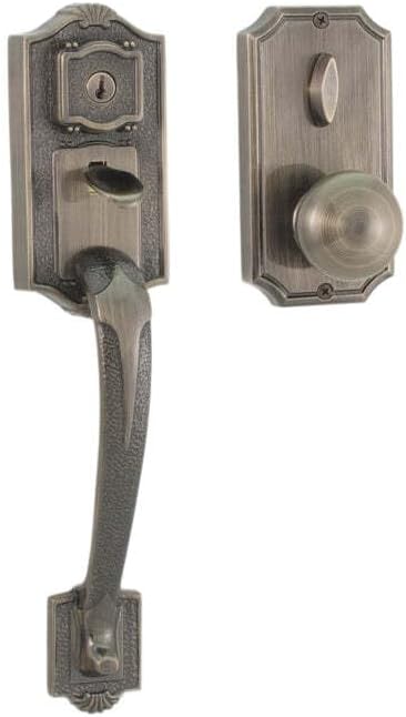 Colonial 1400 Series Deadbolt Keyed One Handle Set with Impresa Knob Antique Brass - Door Handleset