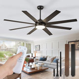 80" Ceiling Fan with LED Light and Remote - Black