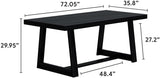 72 Inch Farmhouse Dining Table, Solid Wood Rustic Kitchen Table, Large Wooden Rectangular Dinner Table for Dining